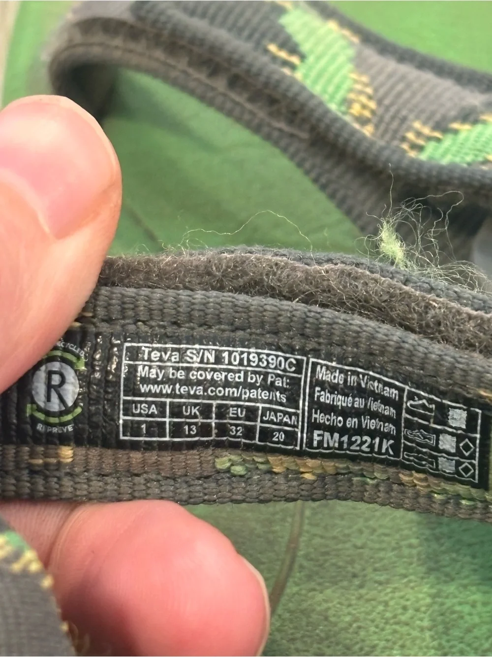Teva Kids Green and Gray Patterned Sport Sandals